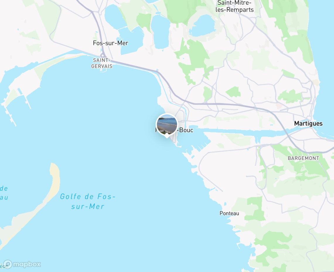 Map showing where Plage des Aigues Douces, Port-de-Bouc is, in France