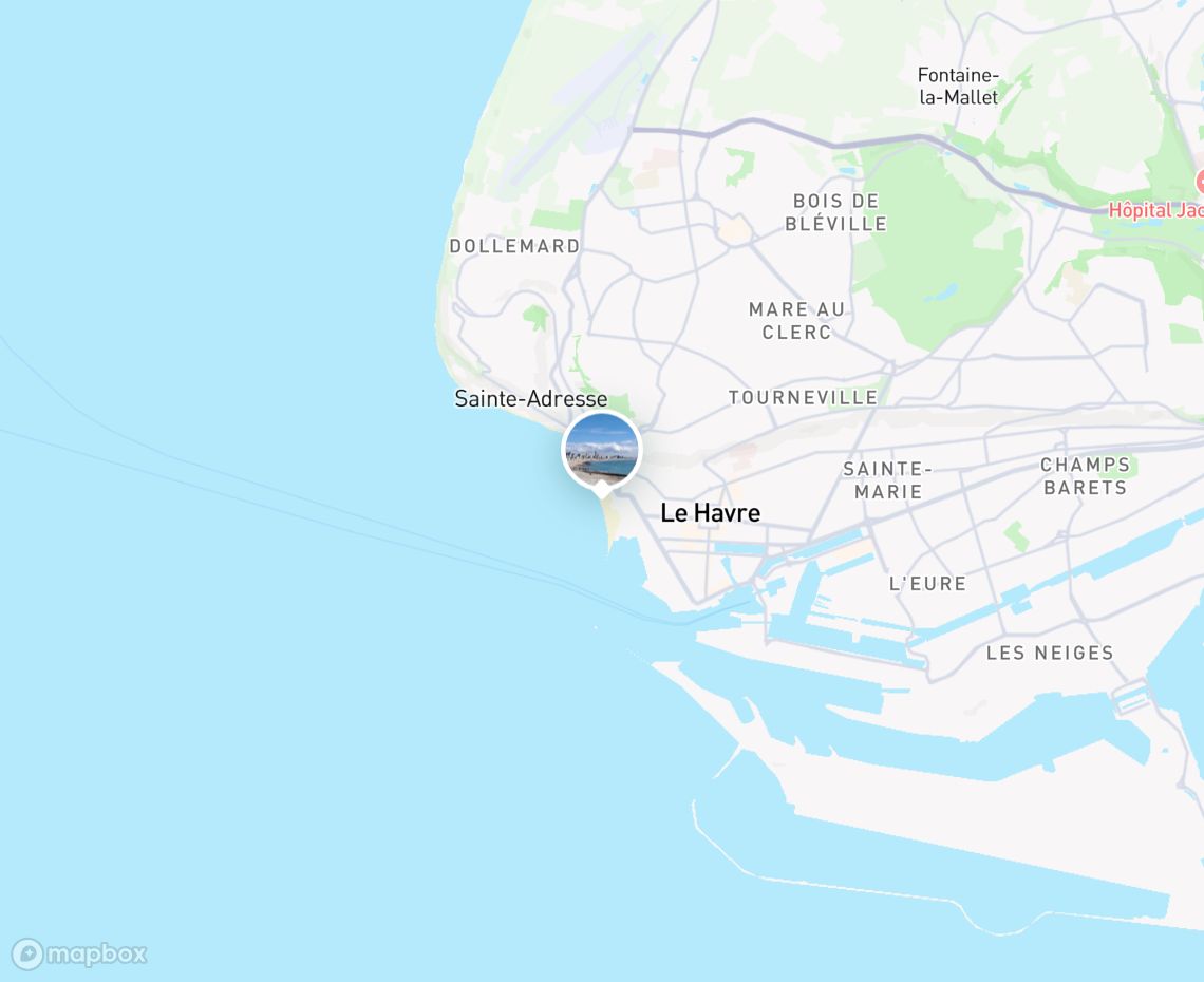Map showing where Plage du Havre is, in France