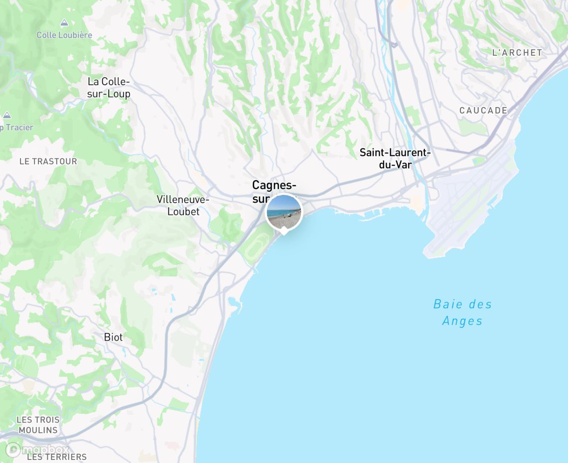 Map showing where Plage Le Neptune, Cagnes-sur-Mer is, in France