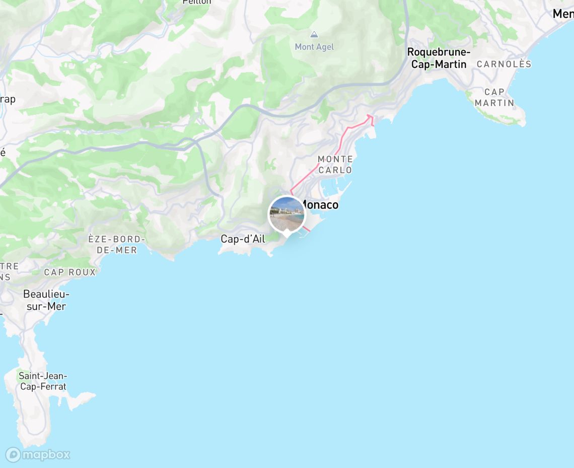 Map showing where Plage Marquet, Cap-d'Ail is, in France