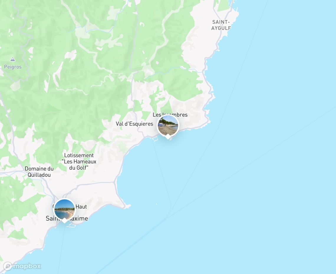 Map showing where Plage San Peïre, Les Issambres is, in France
