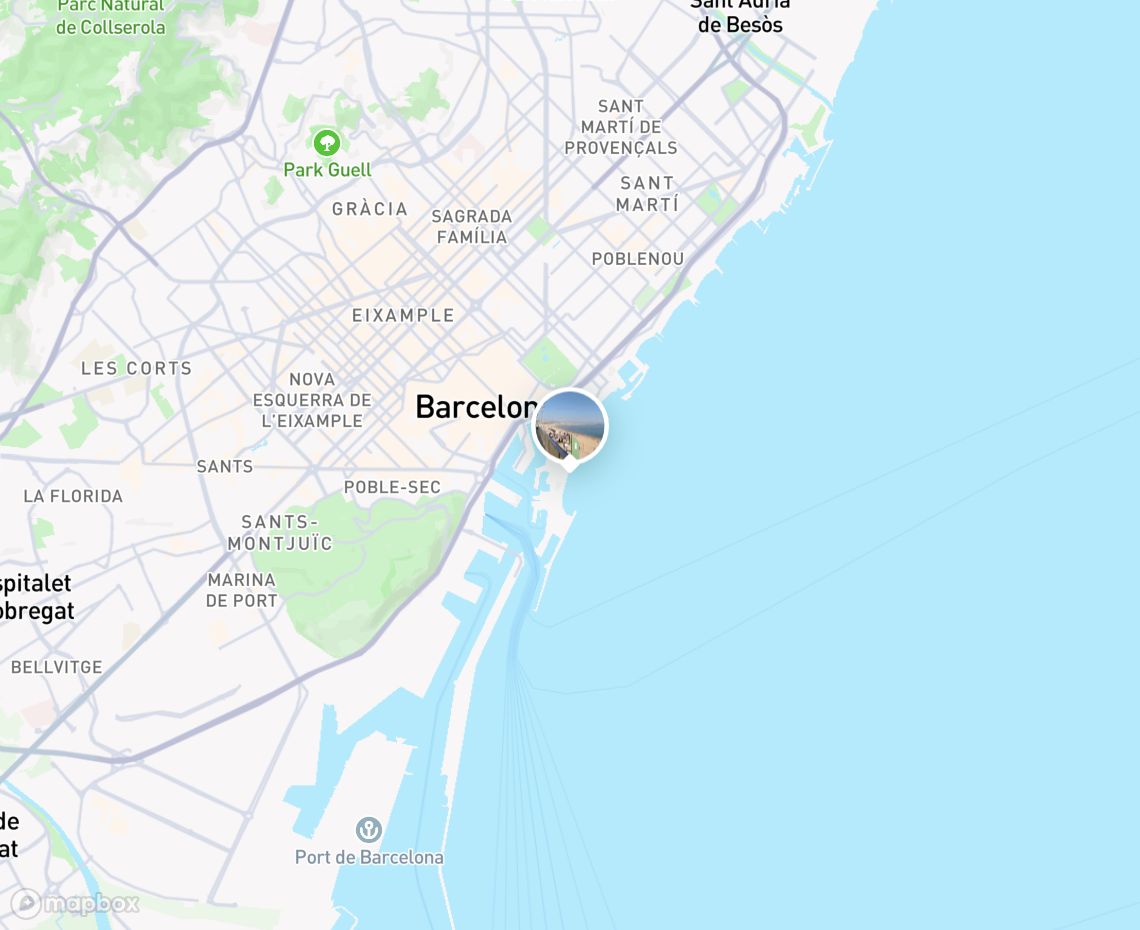 Map showing where Platja de Sant Miquel, Barcelona is, in Spain