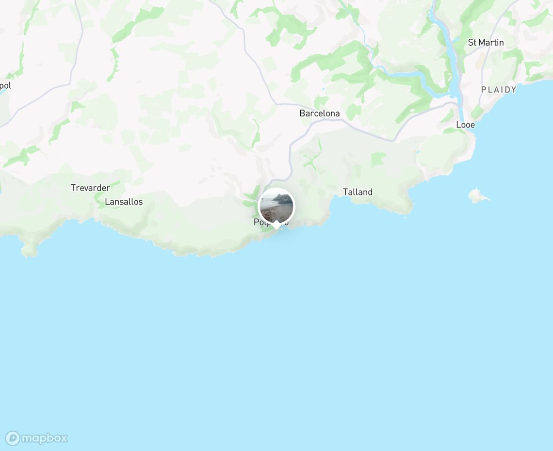 Map showing where Polperro Beach is, in United Kingdom