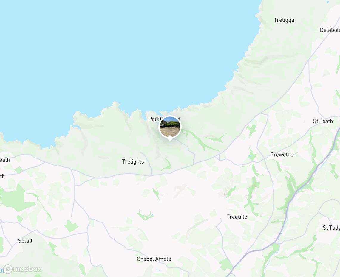 Map showing where Port Isaac Beach is, in United Kingdom