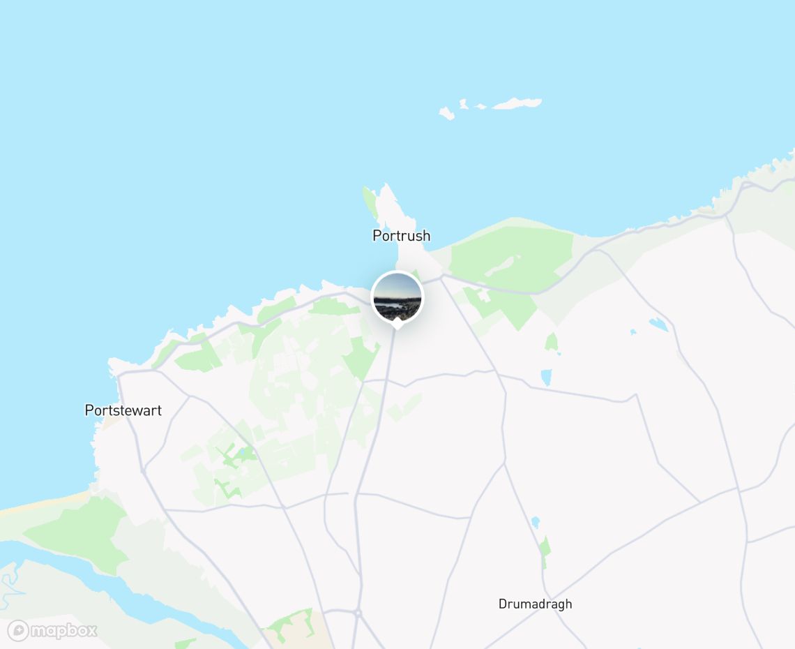 Map showing where Portrush is, in United Kingdom