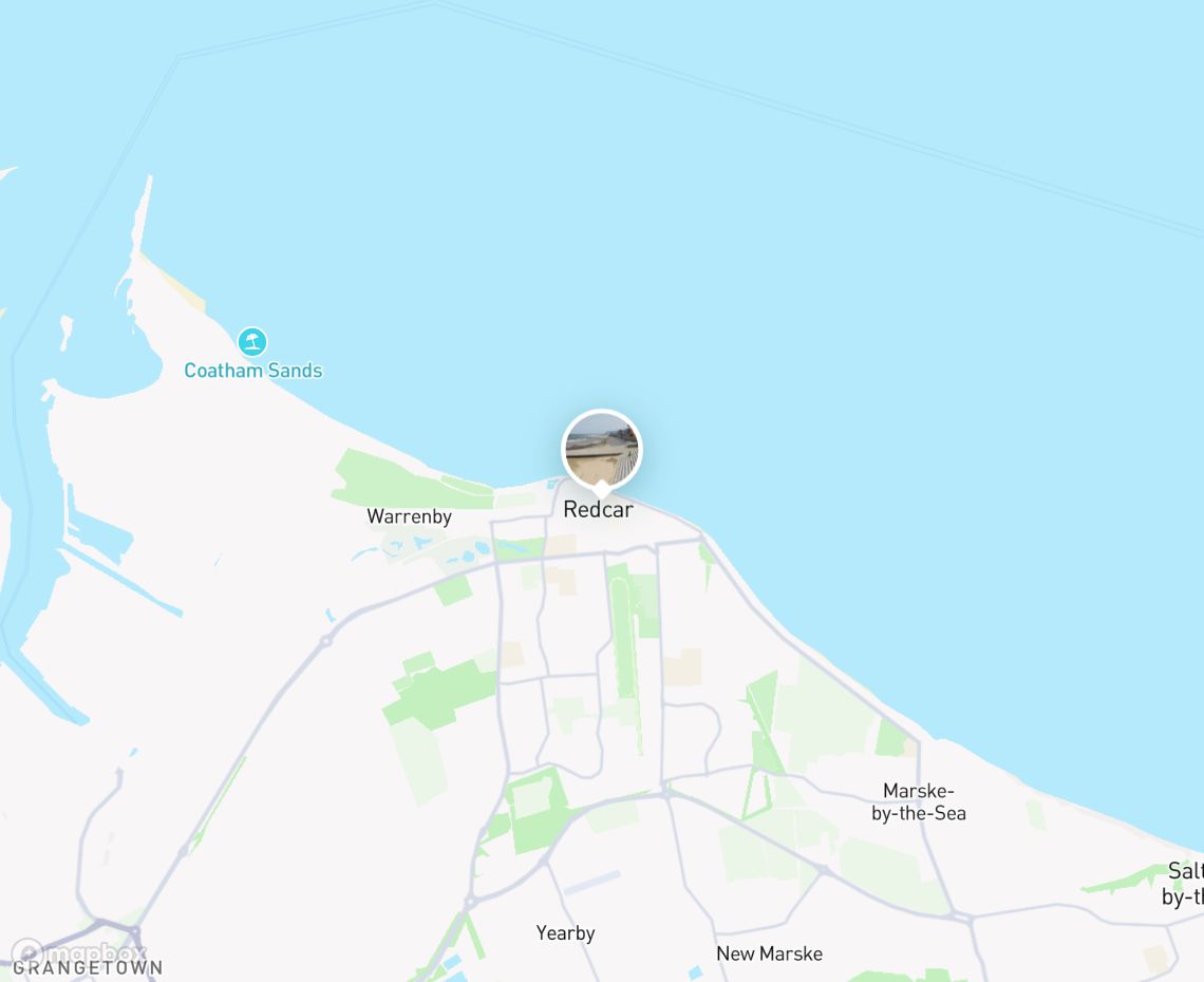 Map showing where Redcar Beach is, in United Kingdom