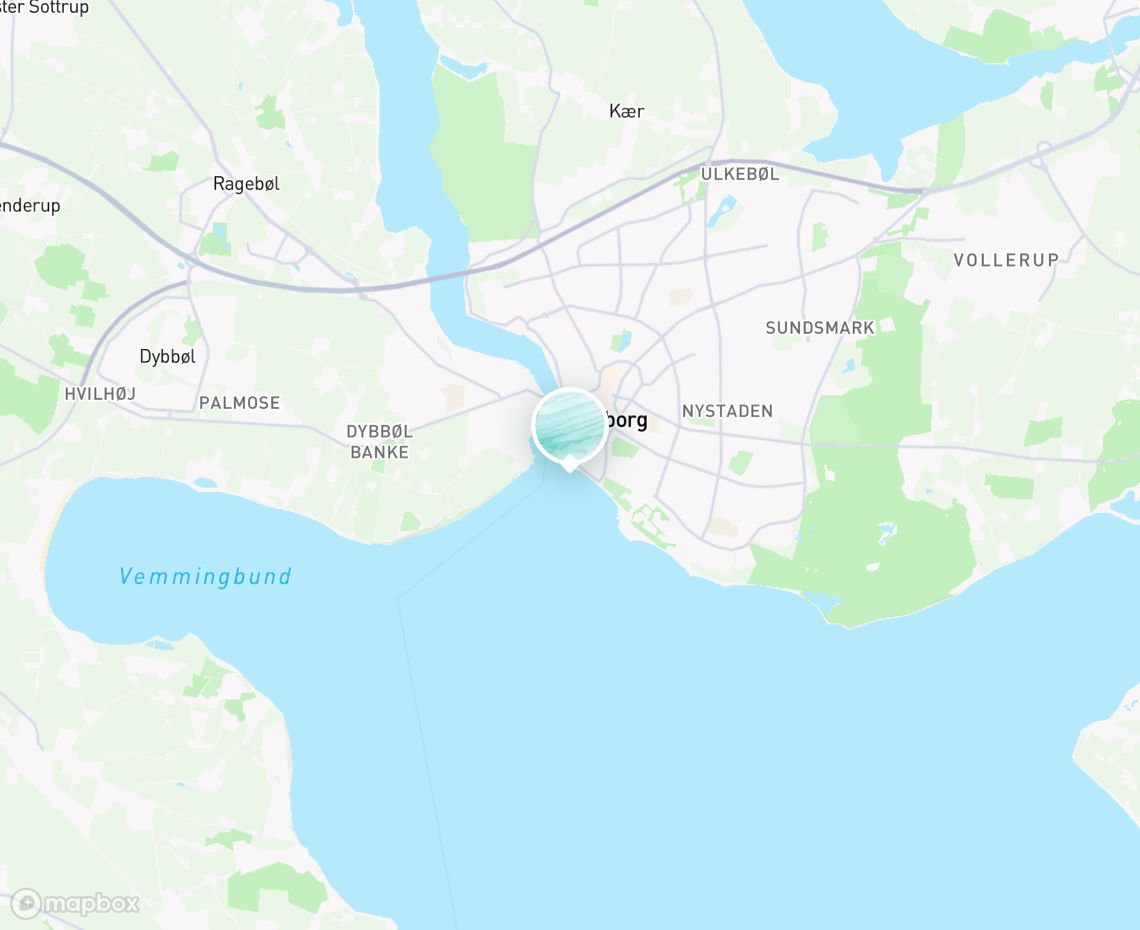 Map showing where Sønderborg “Fluepapiret” Strand is, in Denmark