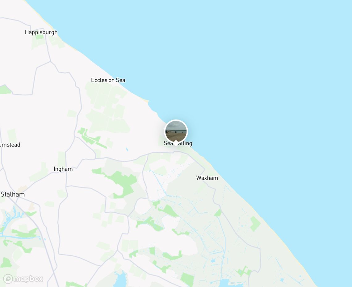 Map showing where Sea Palling Beach is, in United Kingdom