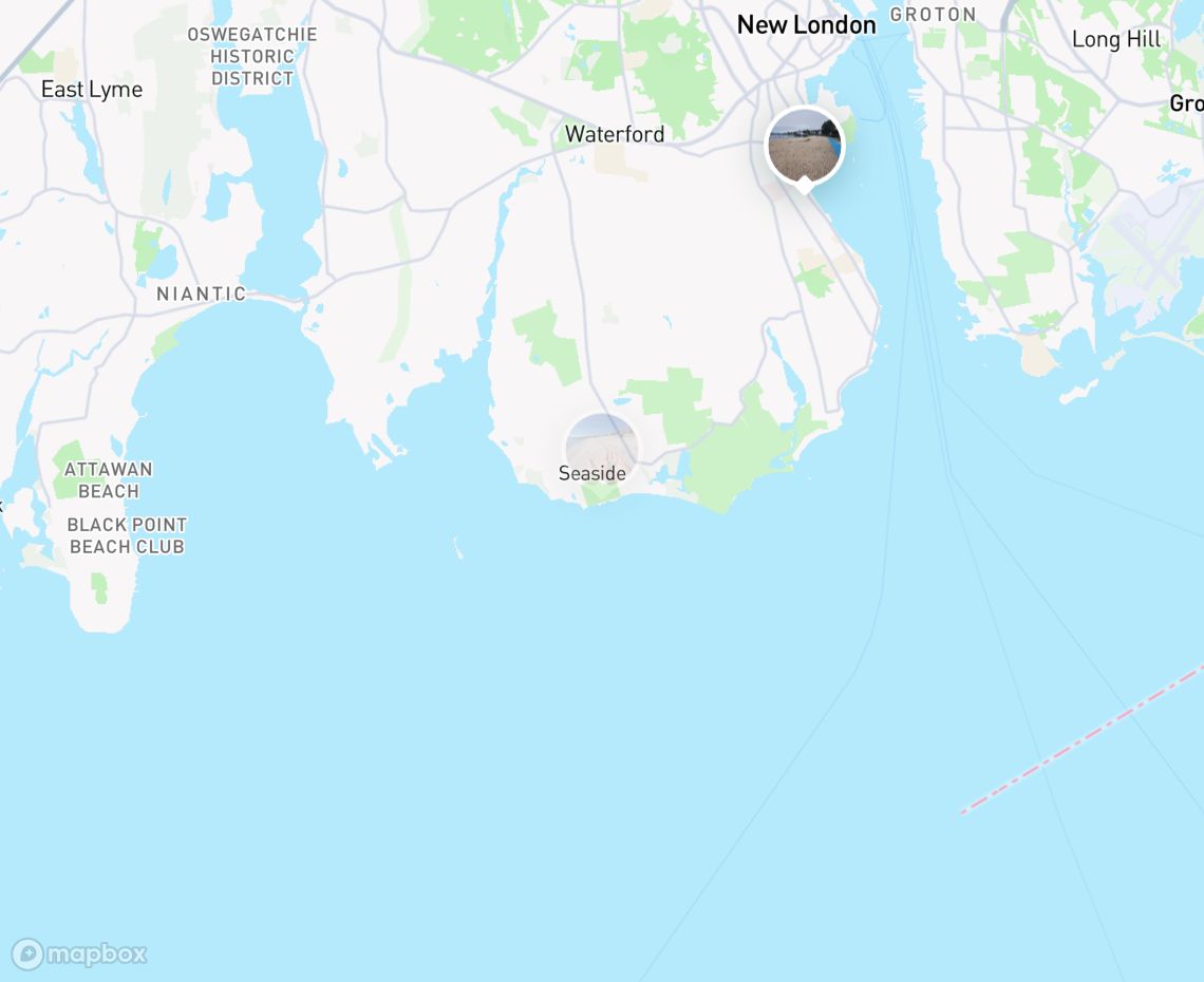Map showing where Seaside sanitorium is, in United States