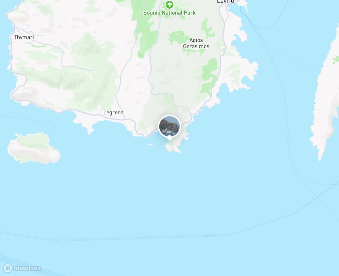 Map showing where Sounio Beach, Cape Sounion is, in Greece
