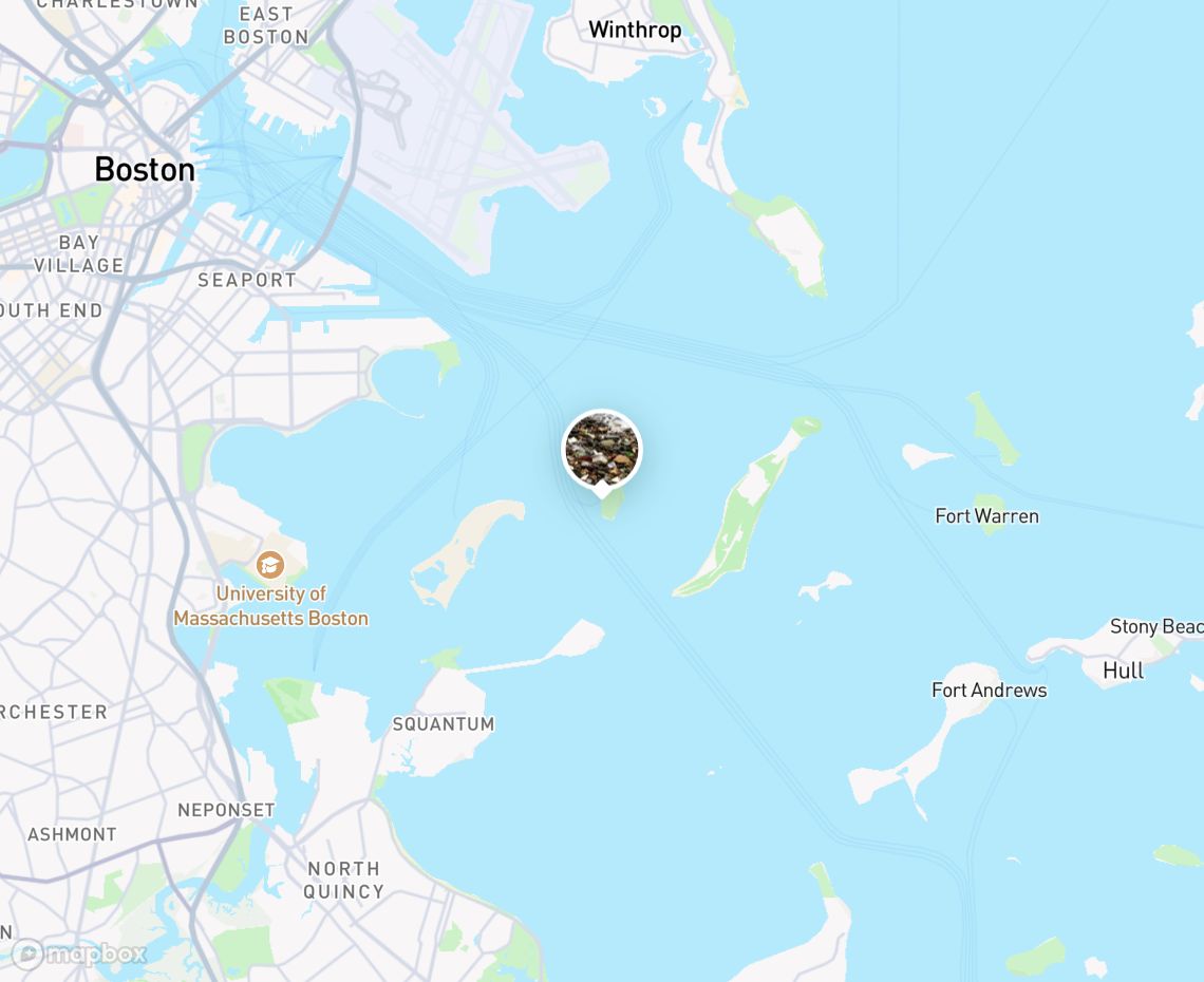 Map showing where Spectacle Island is, in United States