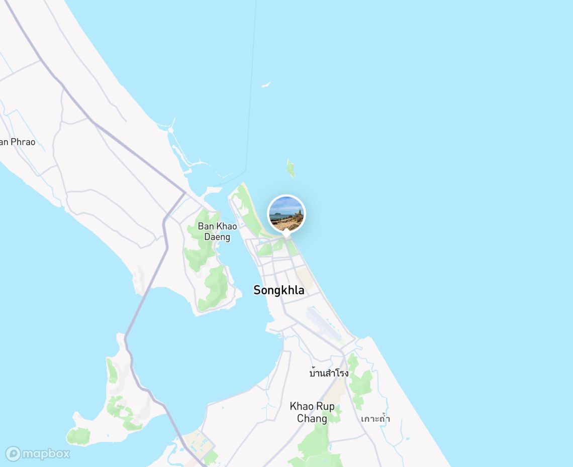 Map showing where Samila beach is, in Thailand
