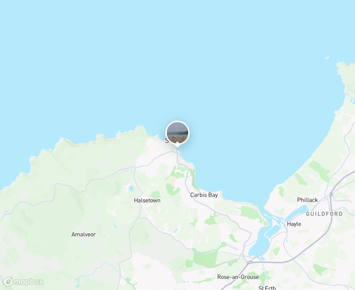 Map showing where St Ives Harbour Beach is, in United Kingdom