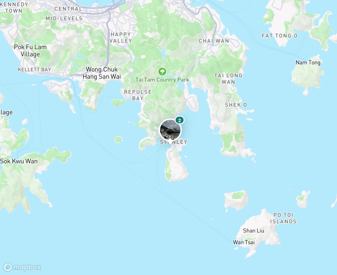 Map showing where Stanley Back Beach is, in Hong Kong SAR China