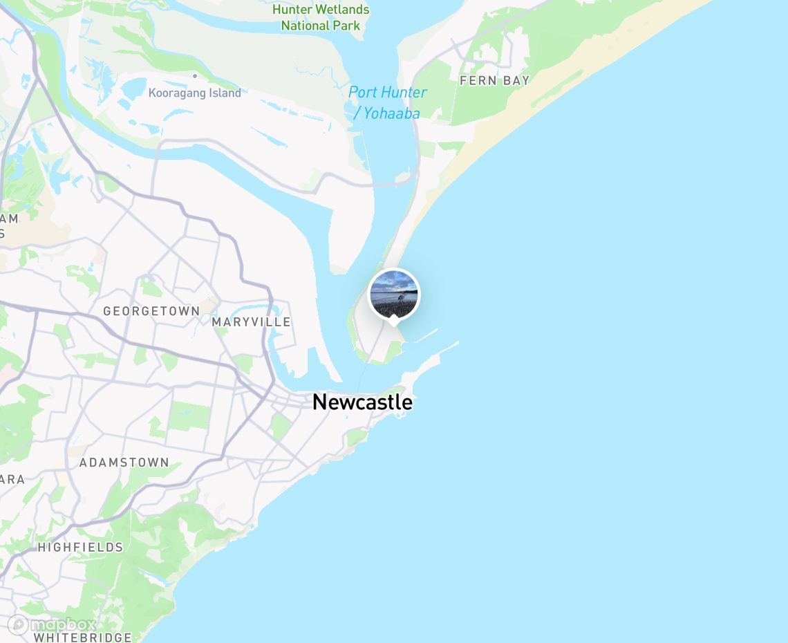 Map showing where Stockton beach is, in Australia