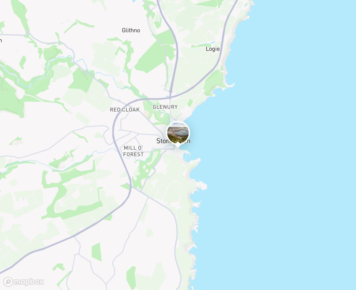 Map showing where Stonehaven Beach is, in United Kingdom