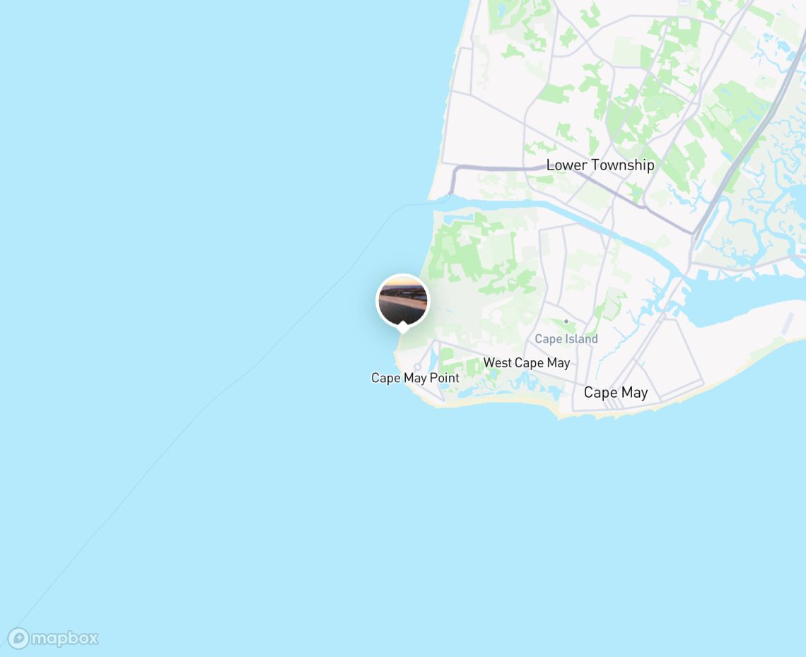 Map showing where Sunset Beach, Cape May Point is, in United States