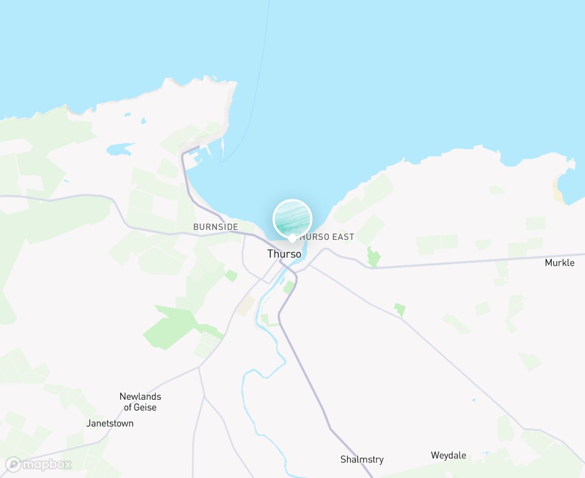 Map showing where Thurso beach is, in United Kingdom