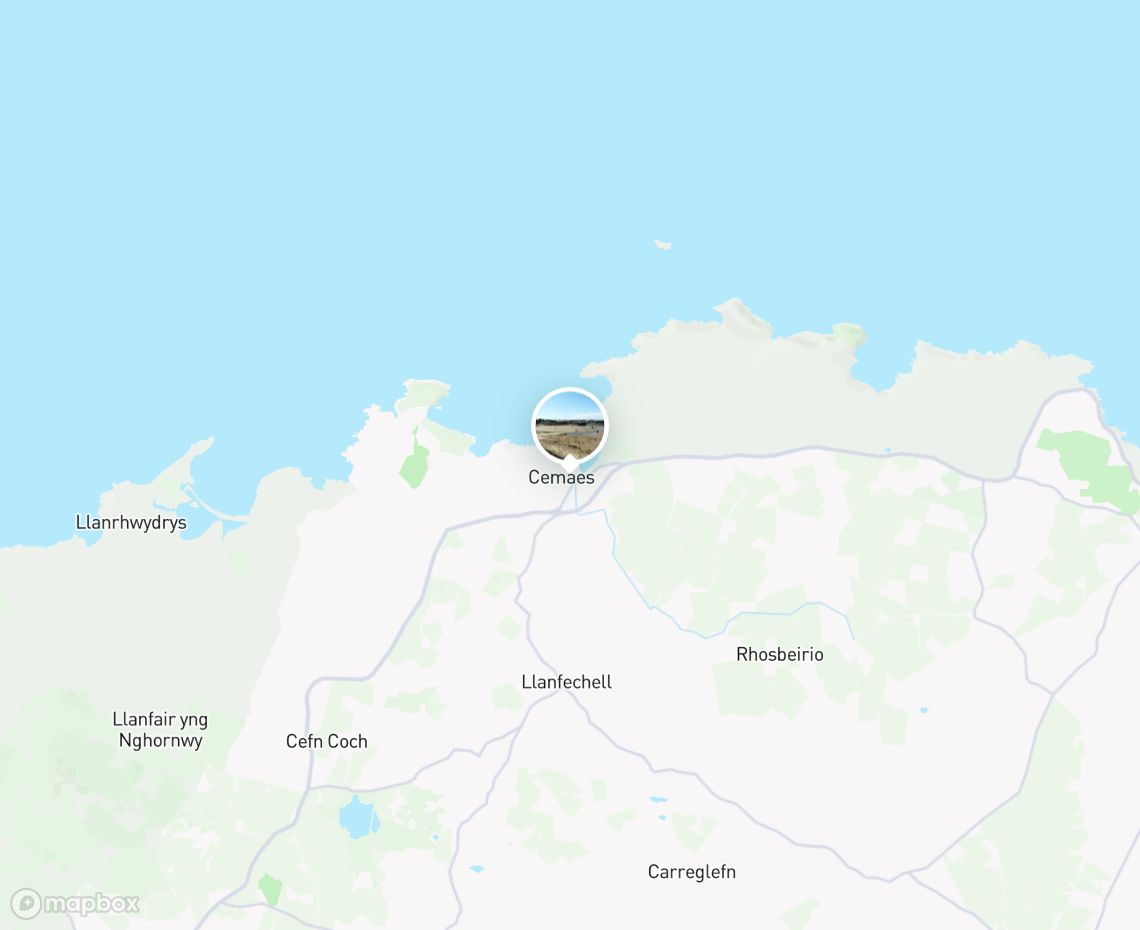 Map showing where Traeth Bach, Cemaes Bay is, in United Kingdom