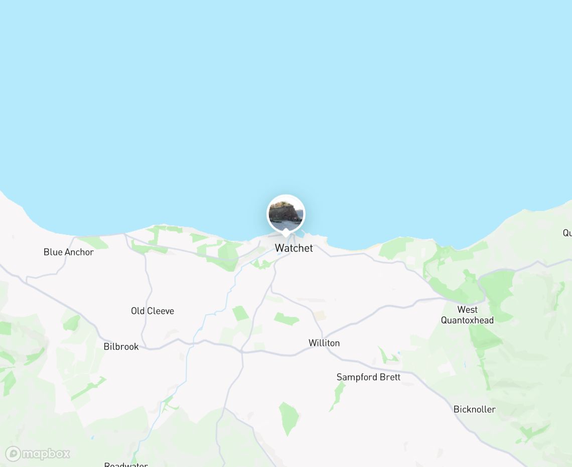 Map showing where Watchet Beach is, in United Kingdom