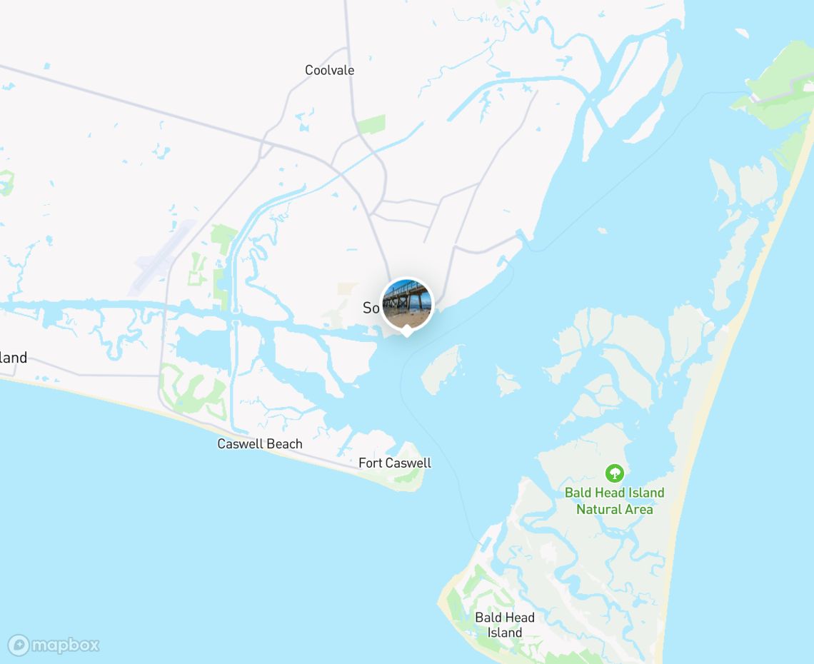 Map showing where Waterfront Park, Southport NC is, in United States